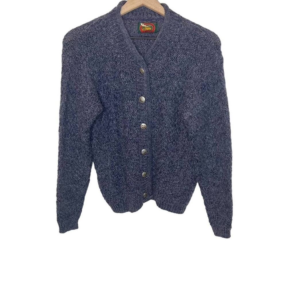 ALPS APPAREL VINTAGE M Mohair Wool Knit Button Front Sweater Cardigan Gray 90s